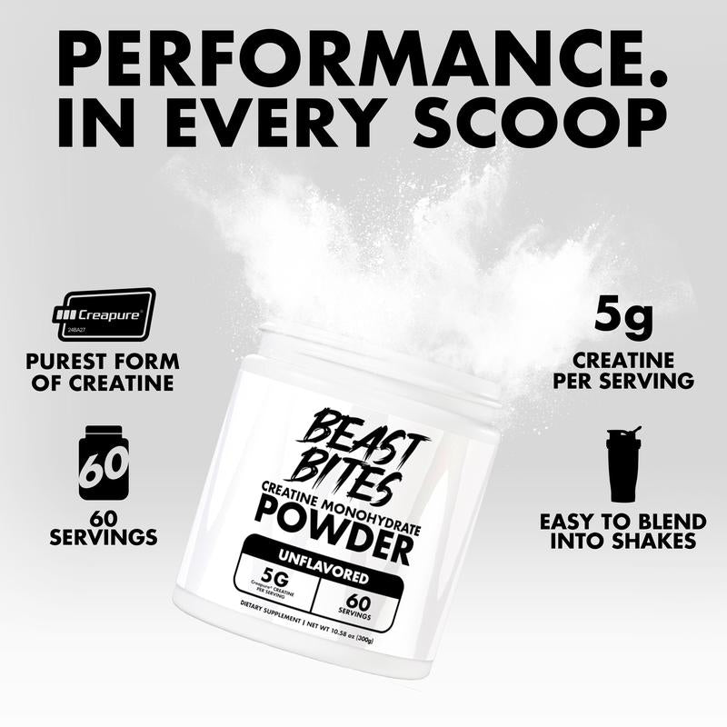 Creapure Creatine Monohydrate Powder (300G / 60 Servings) - Beast Bites