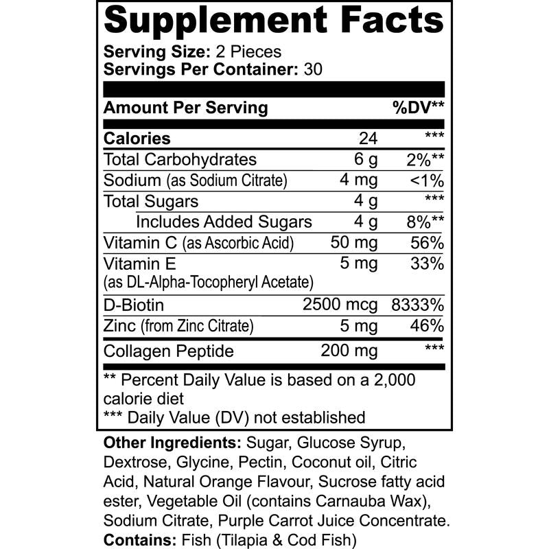 Collagen Gummies with Vitamin C - Natural Supplement for Skin, Hair and Nails Healthcare Dietary Edible Fitness