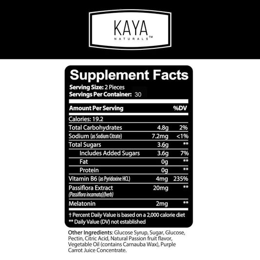 Kaya Naturals Melatonin Gummies - Health Supplement & Sleep Aid for Adults, Helps You Fall Asleep Naturally, Vitamin B6 Gummies | 60 Sleep Gummy Vitamins for Women & Men | 30-Day Supply