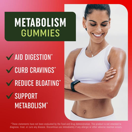 Metabolism Gummies with Apple Cider Vinegar | Energy, Digestion & Lean Body Mass Support | Metabolism Support for Women & Men | 60 Gummies.