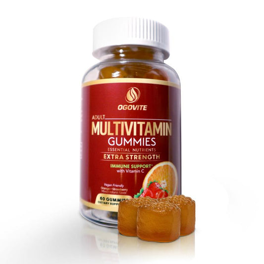 Ogovite Multivitamin Gummies | Natural Energy & Immune Health Support for Adults | Extra Strength with Vitamin C and B Vitamins | Vegan | Orange & Strawberry Flavor | 60 Gummies (1 Month Supply)